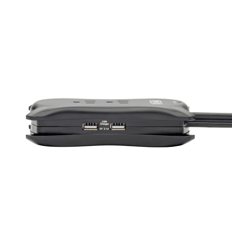 Tripp Lite Eaton Tripp Lite TRAVELER3USB Travel Power Strip & USB Charger, Flat Plug, 1050 Joule Surge Protector, 2 USB Ports, 3-Outlets, 18" Cord & Cable Wrap, $25,000 Insurance - Image 4